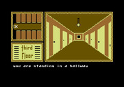Hotel Alien for Commodore 64 - In a long hallway on the third floor.