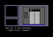 Hotel Alien for Commodore 64 - Use the elevator to move between floors.