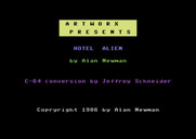Hotel Alien for Commodore 64 - Title screen.