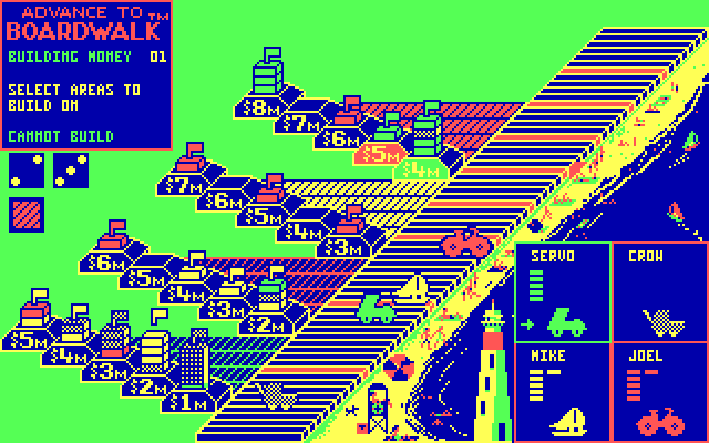 Advance to Boardwalk IBM PC/Compatibles Screenshot: Select areas to build on.