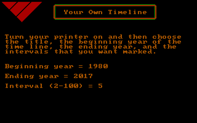 ALF's U.S. Geography IBM PC/Compatibles Screenshot: Create your own timeline...