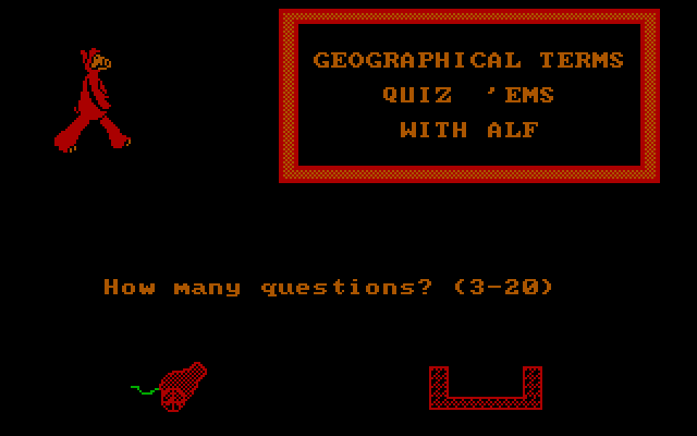 ALF's U.S. Geography IBM PC/Compatibles Screenshot: Start out with some geoprahical terms...