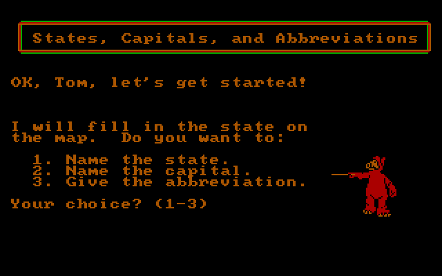 ALF's U.S. Geography IBM PC/Compatibles Screenshot: Let's get started!