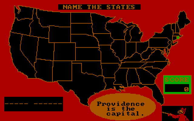 ALF's U.S. Geography IBM PC/Compatibles Screenshot: Do you know which state this is?