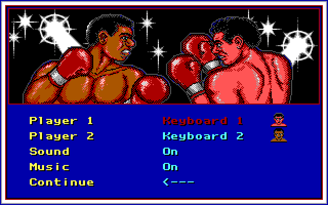 Low Blow IBM PC/Compatibles Screenshot: The main game menu.