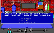 Low Blow for IBM PC/Compatibles - You can optionally train to learn your opponents weaknesses.