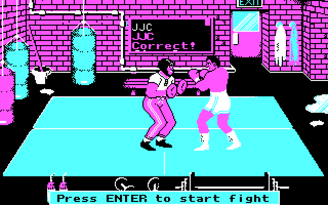 Low Blow IBM PC/Compatibles Screenshot: You can practice before a fight begins.