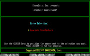 Armchair Quarterback for IBM PC/Compatibles - Sharedata menu; Press RETURN to start Armchair Quarterback.