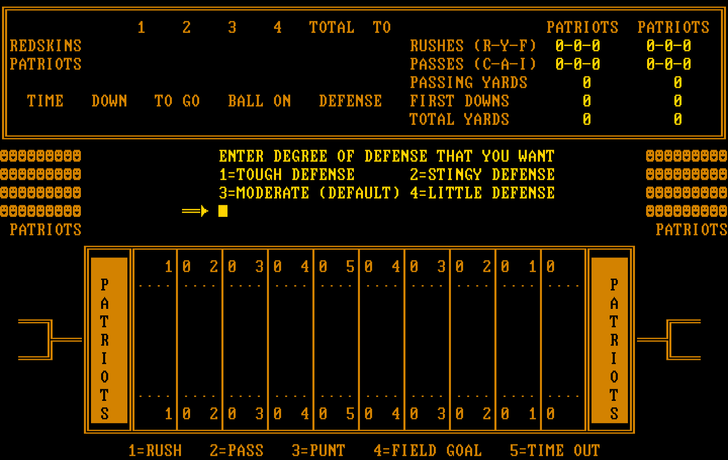 Armchair Quarterback IBM PC/Compatibles Screenshot: Setting game options.