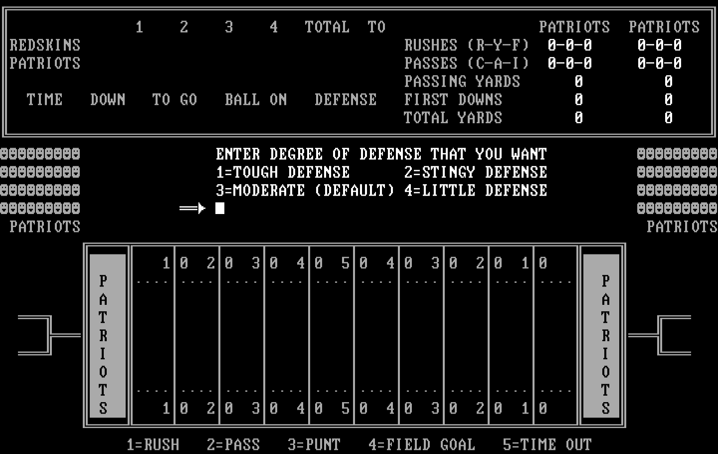 Armchair Quarterback IBM PC/Compatibles Screenshot: Setting game options.