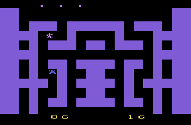 Entombed Atari 2600 Screenshot: The maze scrolls really fast now so you need to make decisions quickly!