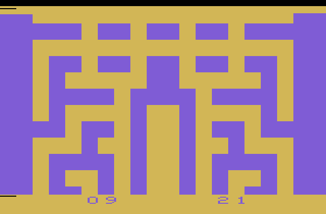Entombed Atari 2600 Screenshot: Game over; the screen changes colors randomly.