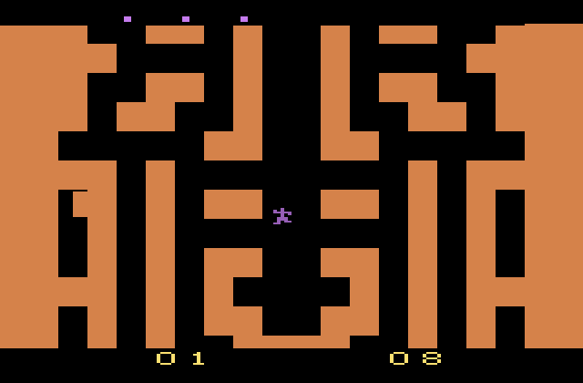 Entombed Atari 2600 Screenshot: Now in the second maze...