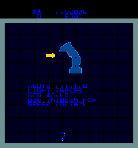 TRON Arcade Screenshot: Light cycles game instructions.