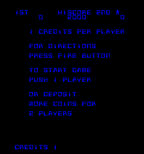 TRON Arcade Screenshot: Coin inserted...press button for instructions, or 1 player to start.