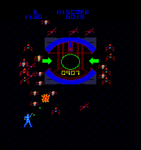 TRON Arcade Screenshot: The grid bugs are far more numerous starting on the second level.