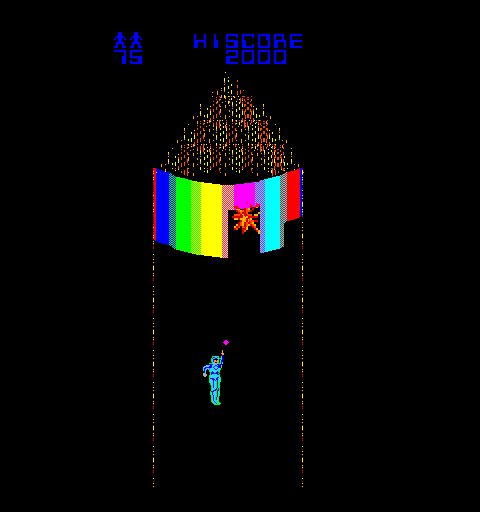 TRON Arcade Screenshot: Blasting a path into the cone.