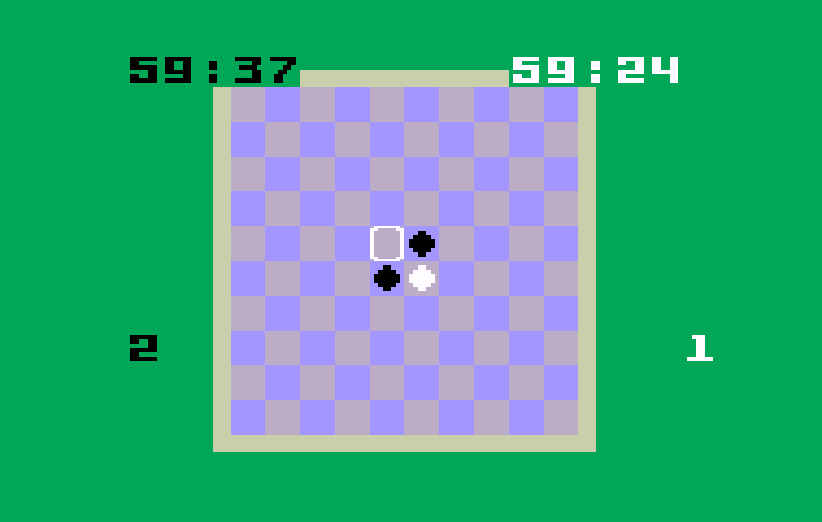 Reversi Intellivision Screenshot: Starting the game on a large board.