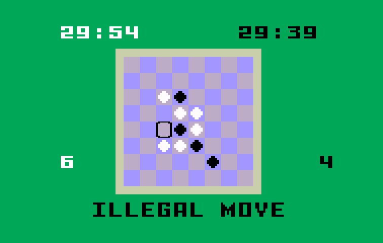 Reversi Intellivision Screenshot: Trying to make an illegal move...