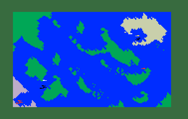 Sea Battle Intellivision Screenshot: With some ships in place, which player will make the first move?