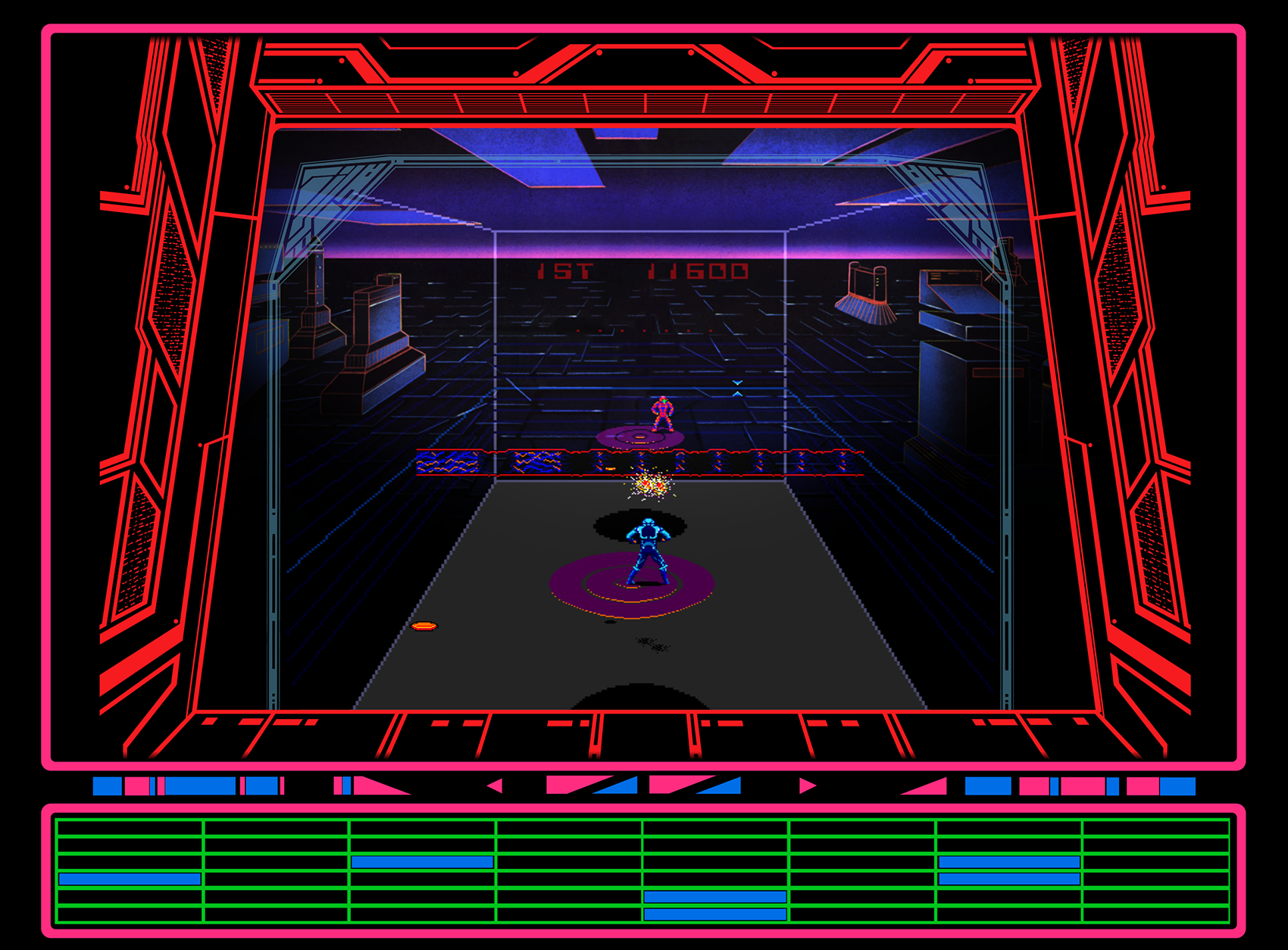 Discs of TRON Arcade Screenshot: Obstacles become more elaborate as the game progresses.