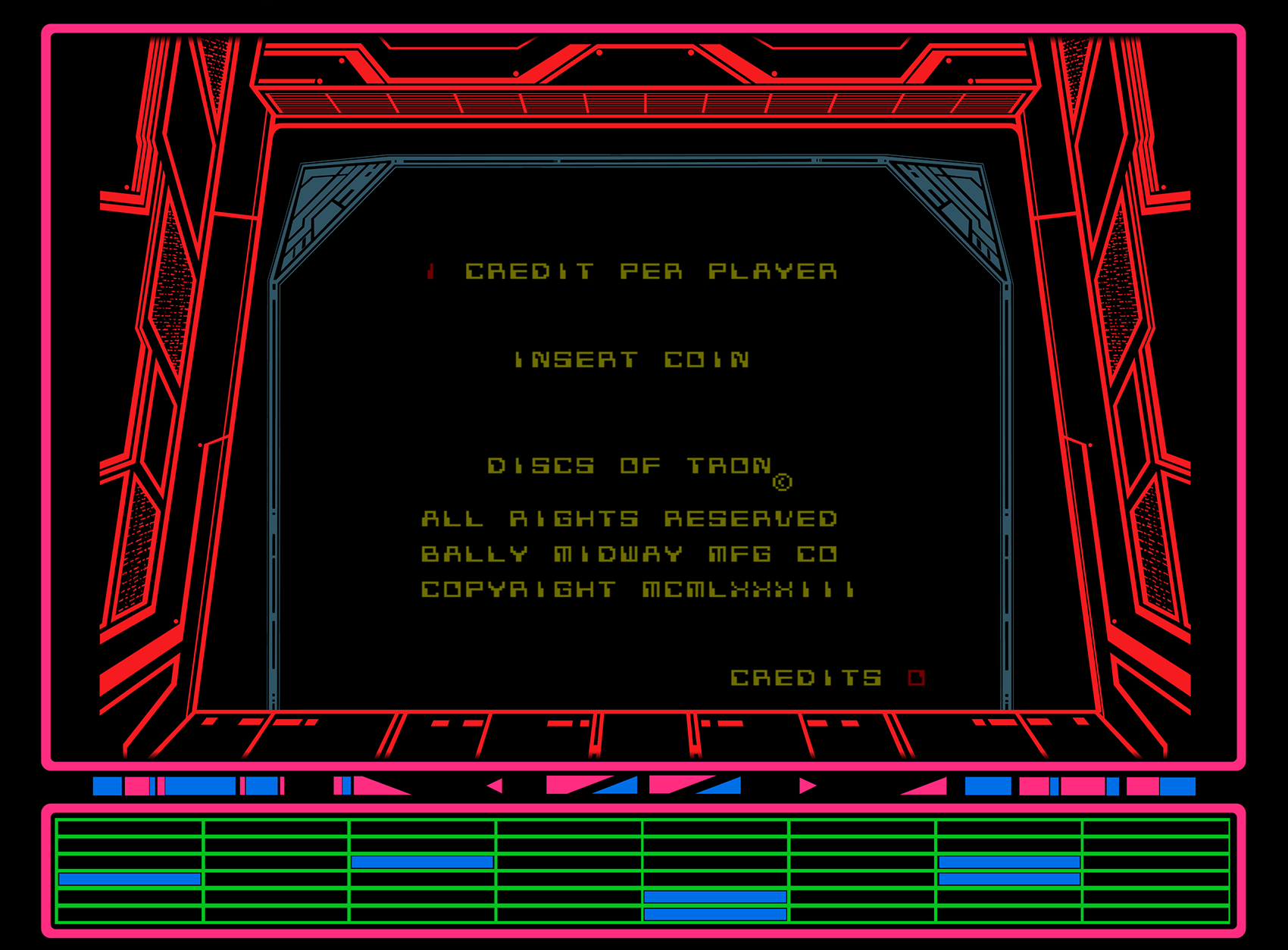 Discs of TRON Arcade Screenshot: Insert coin to begin game.