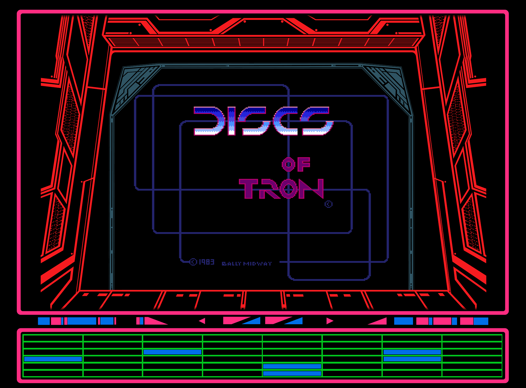 Discs of TRON Arcade Screenshot: Title screen.