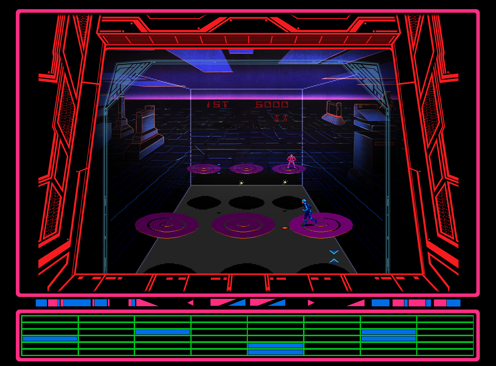 Discs of TRON Arcade Screenshot: Dodging discs...