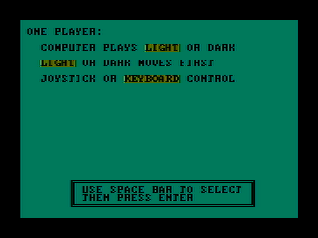 Archon: The Light and the Dark IBM PC/Compatibles Screenshot: Setting up some game options.