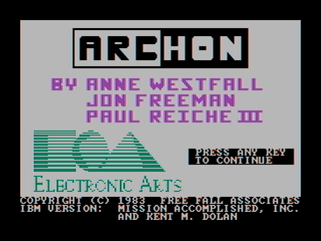Archon: The Light and the Dark IBM PC/Compatibles Screenshot: Title screen.