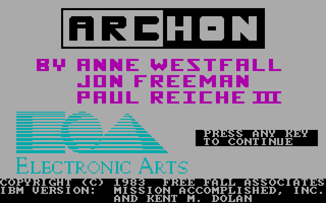 Archon: The Light and the Dark IBM PC/Compatibles Screenshot: Title screen.