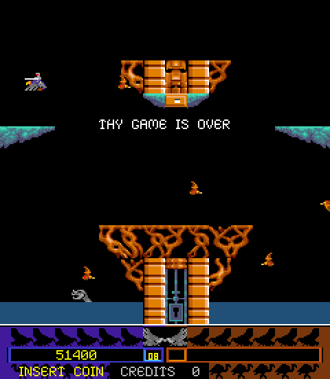 Joust 2: Survival of the Fittest Arcade Screenshot: Game over.