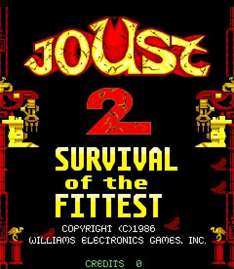 Joust 2: Survival of the Fittest Arcade Screenshot: Title screen.