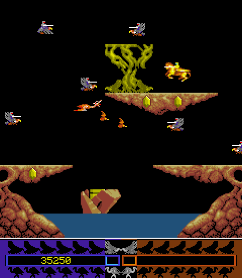 Joust 2: Survival of the Fittest Arcade Screenshot: Transformed into Pegasys.