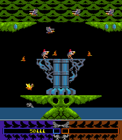 Joust 2: Survival of the Fittest Arcade Screenshot: Each level in Joust 2 has a different theme and layout.
