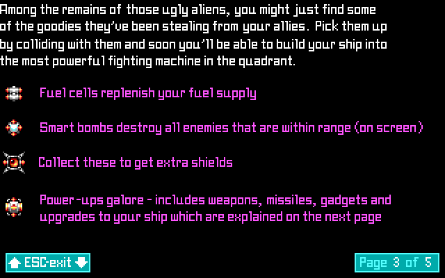 OverKill IBM PC/Compatibles Screenshot: Game instructions continued...