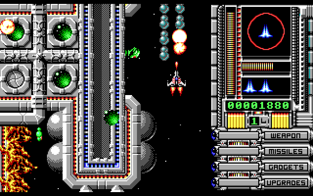 OverKill IBM PC/Compatibles Screenshot: Numerous opponents often attack at once...