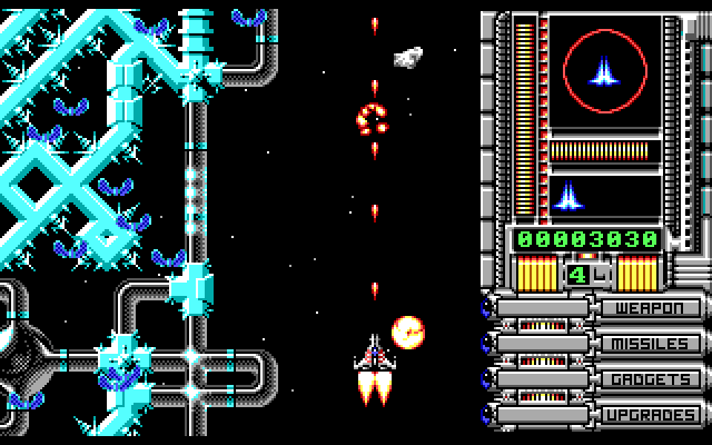 OverKill IBM PC/Compatibles Screenshot: A few enemies destroyed, many more to go...