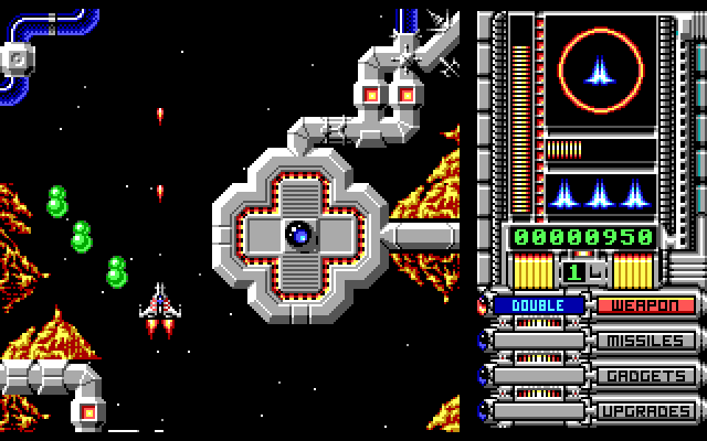 OverKill IBM PC/Compatibles Screenshot: Those green blobs are dangerous...