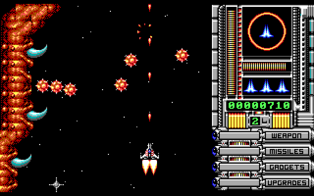 OverKill IBM PC/Compatibles Screenshot: Some spikey things attack!