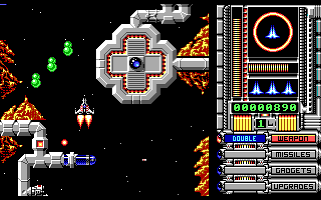 OverKill IBM PC/Compatibles Screenshot: Avoid those deadly green blobs...