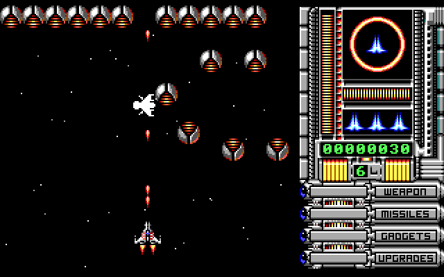 OverKill IBM PC/Compatibles Screenshot: Level 6 starts with these opponents.
