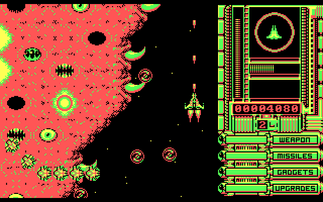 OverKill IBM PC/Compatibles Screenshot: Looks like another narrow passage coming up...