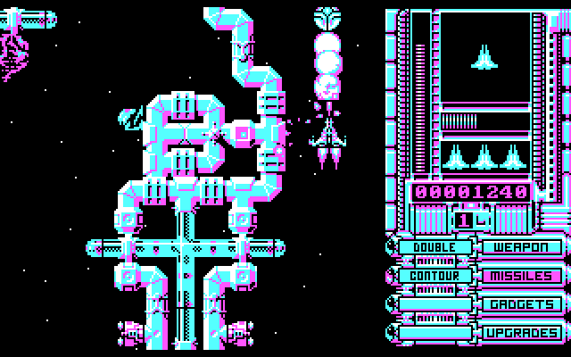 OverKill IBM PC/Compatibles Screenshot: Fire rapidly to destroy this line of enemies...