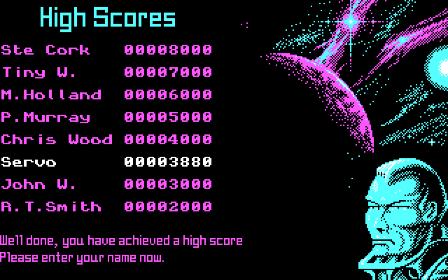 OverKill IBM PC/Compatibles Screenshot: Enter your name in the high score table.