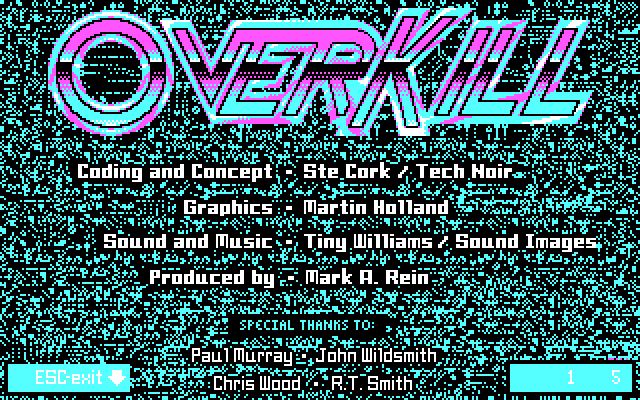 OverKill IBM PC/Compatibles Screenshot: Game credits.