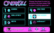 OverKill for IBM PC/Compatibles - You can choose which level to start on...
