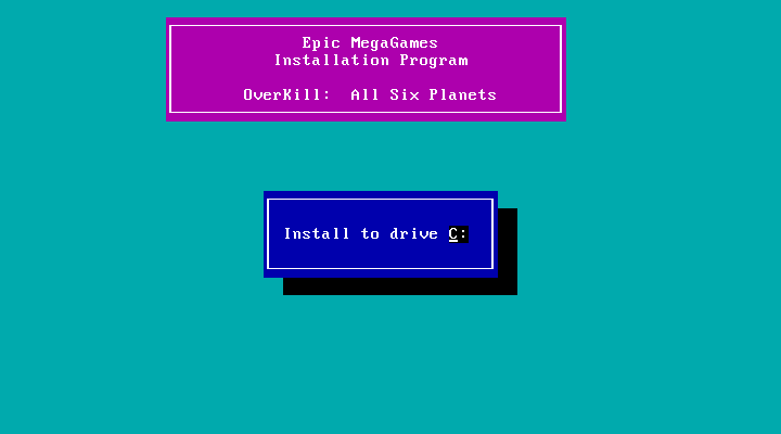 OverKill IBM PC/Compatibles Screenshot: Install the game to which drive?