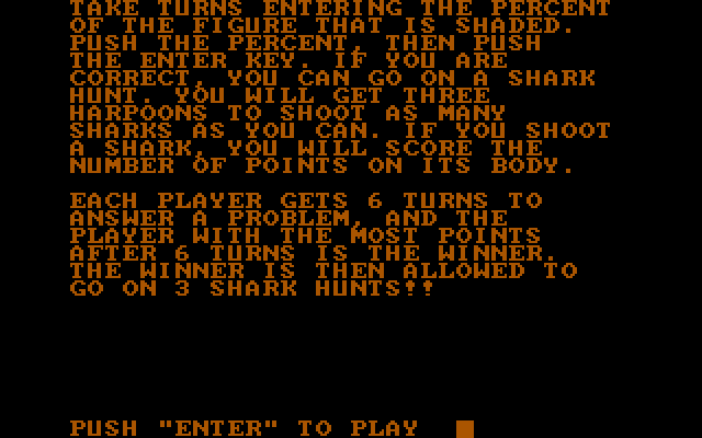 Shark Hunt IBM PC/Compatibles Screenshot: Game instructions.