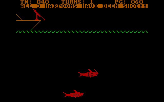 Shark Hunt IBM PC/Compatibles Screenshot: I ran out of harpoons!